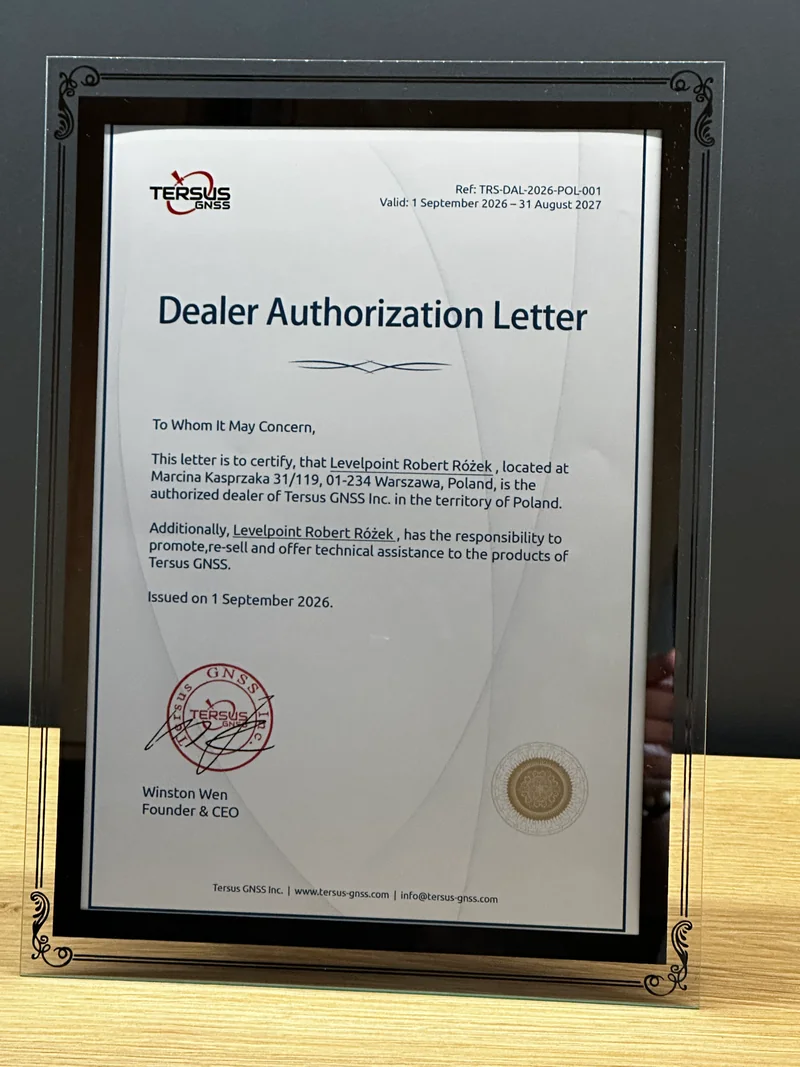 Dealer Authorization Letter Tersus GNSS dla Levelpoint Robert Różek